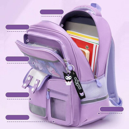 (PinkBlue,S)Sanrio Capybara Backpack Waterproof Multiple Compartment With Pendant Reflection 1