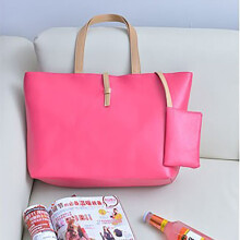 (Rosered)Women Shopping Style Lady Shoulder Bag Totes Faux Leather Messenger Handbag