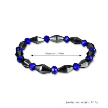 (sapphire)Pulseira de terapia magnética redonda de pedra preta para perda de peso cuidados com a saúde pulseira magnética hematita