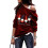 (Wine Red Four,2XL)Damen Weihnachtspullover Pulli lockeres Sweatshirt Damen Weihnachtskleid Tops Bluse 1