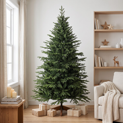 Homcom HOMCOM 180 cm Artificial Christmas Tree Solid Pine Wood Stand, Green 1