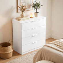 HOMCOM High Gloss 4-Drawer Chest of Drawers with Smooth Runners, White