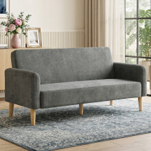 HOMCOM 2 Seater Sofa, Velvet Small Couch with Plush Backrest, Grey
