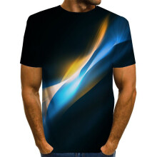 (BlackBlue,4XL)Funny Hypnosis 3d Tshirt Men Women Colorful Print Casual Short Tops Sleeve