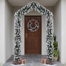 HOMCOM 9ft Flocked Snow Christmas Tree Arch with 1400 Branch Tips, Green