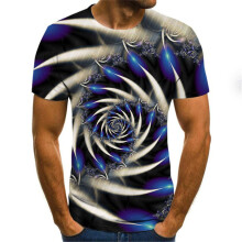 (BlackPurple,S)Funny Hypnosis 3d Tshirt Men Women Colorful Print Casual Short Tops Sleeve
