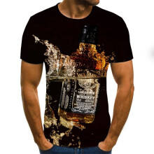 (Black Alcohol,5XL)Funny Hypnosis 3d Tshirt Men Women Colorful Print Casual Short Tops Sleeve
