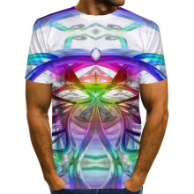 (White,6XL)Funny Hypnosis 3d Tshirt Men Women Colorful Print Casual Short Tops Sleeve