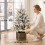 Homcom HOMCOM 90 cm Prelit Flocked Table Christmas Tree, Base Stand, Green White 3