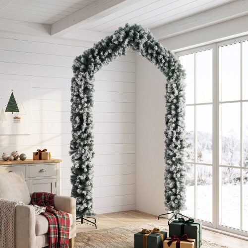 Homcom HOMCOM 9ft Flocked Snow Christmas Tree Arch with 1400 Branch Tips, Green 1