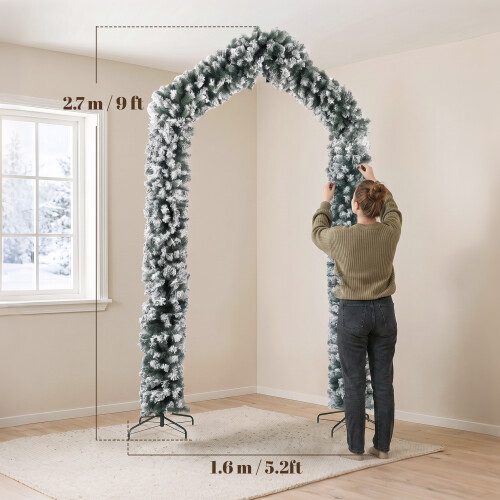 Homcom HOMCOM 9ft Flocked Snow Christmas Tree Arch with 1400 Branch Tips, Green 2
