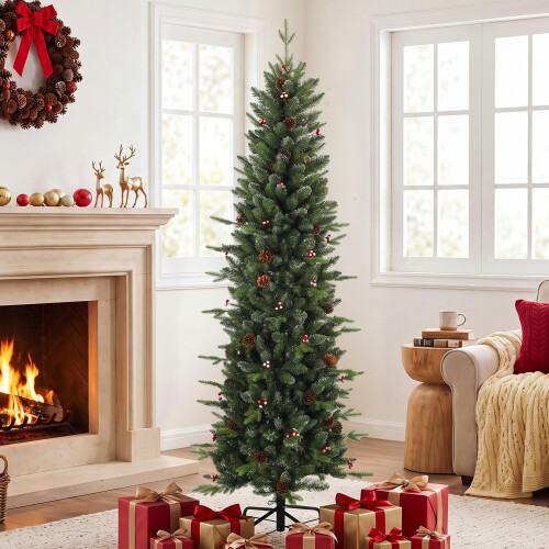 Homcom HOMCOM Slim Gracious Pine Xmas Tree with 688 Branch Tips, Green 1
