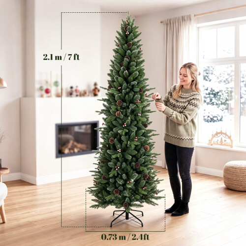 Homcom HOMCOM Slim Gracious Pine Xmas Tree with 904 Branch Tips, Green 2
