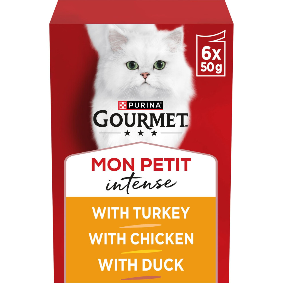 Gourmet Mon Petit Intense Wet Cat Food Duck, Chicken & Turkey 6X50G Pouches - Image 3