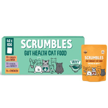 Scrumbles | Mega Wet Cat Food Pouches in Gravy | 40 x 85 g Pouches | 80%+ Meat | Chicken, Turkey & Duck Recipe Selection | Hypoallergenic | Prebiotic