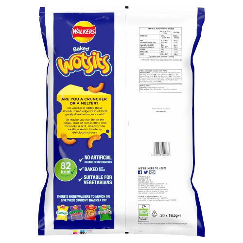 Walkers Walkers Wotsits Really Cheesy Multipack Snacks Crisps 20x16.5g 1
