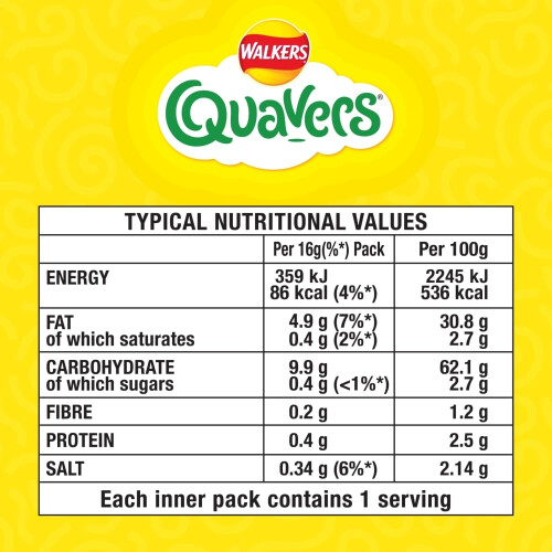 Walkers Walkers Quavers Cheese Multipack Snacks Crisps 20x16g 1