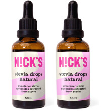 NICKS Stevia Drops (50ml) Natural Sugar Free Zero Calorie Liquid Keto Sweetener Gluten Free Low Carb Sugar Substitute Alternative (Pack of 2)