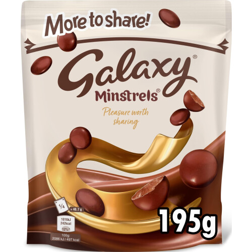Galaxy Galaxy Crispy Milk Chocolate Minstrels Buttons Smooth Sharing Pouch 195g