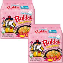 Buldak Noodles Carbonara Hot Chicken Flavor Ramen 10 Pack - Ramen Instant Noodles Excellent for Snack and Soups - Packed in EDE Group Box