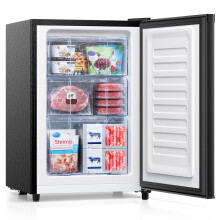 KOMORE Small Freezer Freestanding Upright Freezer 46L, 3 Drawers, Black