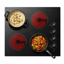 STARCHARTS Built-in Ceramic Hob 4-Zone 6.0kW Knob Controls Black with Glass