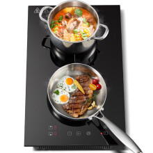 KICHPOWER Double Induction Hob, Electric Plug in Hob 30cm, Built-in Induction Cooker, Touch Control, 2800W, 9 Power Levels, Boost Function, 1-99 Min