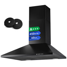 TopStrong 60cm Cooker Hood, A+++, 450m³/h, LED, Recirculating & Ducted | Carbon Filters Included