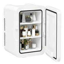 15L/21 Cans Mini Fridge Cooler and Warmer, Portable AC/DC Powered Small Fridge for Bedroom, Office, Car, Travel, 40dB Quiet Mini Refrigerator for Dri