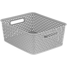 Caixa de armazenamento em plástico com aspecto de juta - CURVER - 35x30x13 cm - Cinza