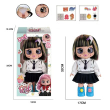 13-inch Sweetheart Student 5D Glasses Doll with Music, Hair Clip, and DIY Shoe Flower Toy