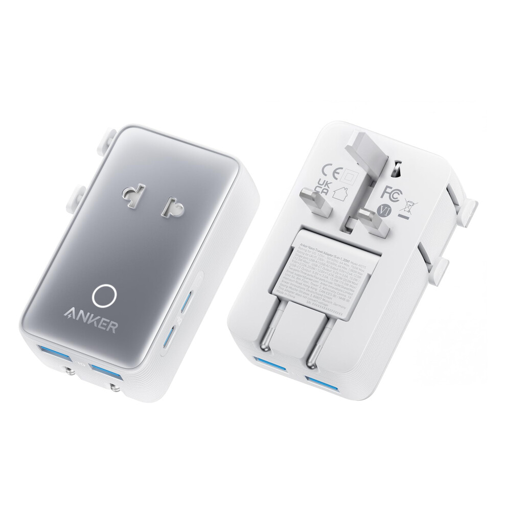 White Anker Nano Travel Adapter (5-In-1, 20W, 1-Pack) Aurora - Image 3