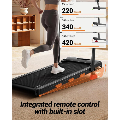 Foldable Walking Pad with Incline 15%, Under Desk Treadmill with Handle 2