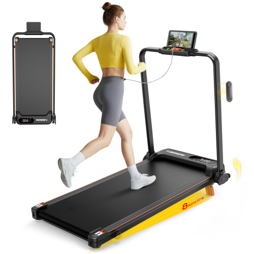 Abonow Walking Pad with Handle, Foldable Treadmill, 3.0 HP, 120 kg Capacity