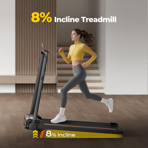 Abonow Walking Pad with Handle, Foldable Treadmill, 3.0 HP, 120 kg Capacity 1