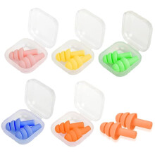 5 Pairs Reusable Silicone Swimming Ear Plugs, Waterproof Noise Cancelling for Sw