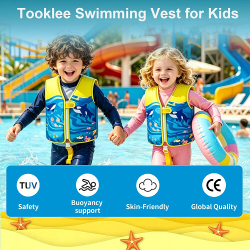Kids Swimming Vest - Adjustable 8 Panel Buoyancy System - Comfort Soft Neoprene, 1