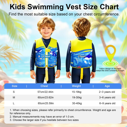 Kids Swimming Vest - Adjustable 8 Panel Buoyancy System - Comfort Soft Neoprene, 2