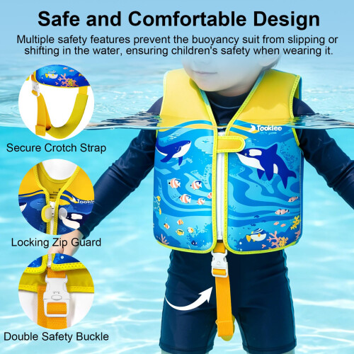 Kids Swimming Vest - Adjustable 8 Panel Buoyancy System - Comfort Soft Neoprene, Durable Construction - L 2
