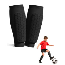 Ouxonix Black Kids Shin Pads for Football, Boys & Girls Football Shin Guards with Sleeve, Lightweight Slip-in Shin Guards for Ages 8-10 (S), Breathabl