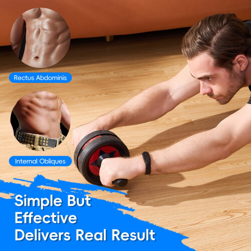 Ab Roller with Two Extra-Thick Non-Slip Knee Mat for Core Abs Rollout 2
