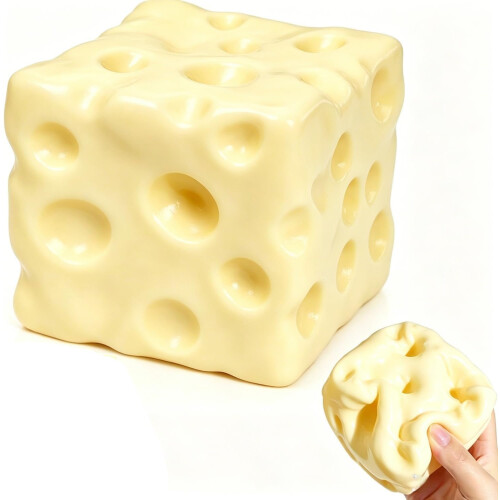 Vaselines Cheese Squishys, Big Brain Cheese Stress Ball Realistic Design