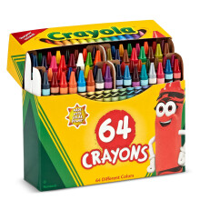 CRAYOLA Wax Crayons 64ct with Sharpener, School Colouring Set Age 3+