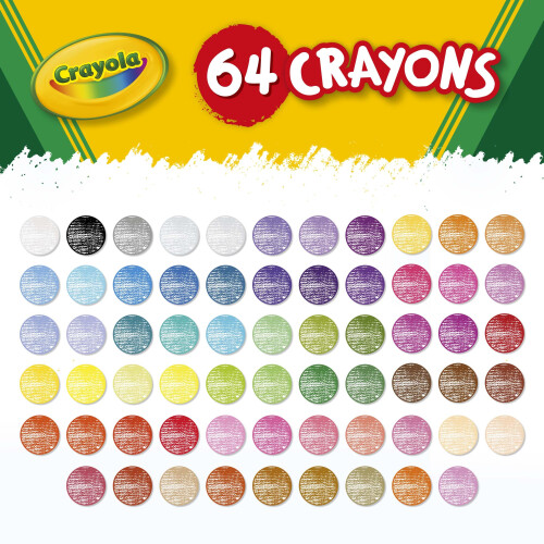 Crayola CRAYOLA Wax Crayons 64ct with Sharpener, School Colouring Set Age 3+ 1