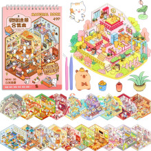ASTARON 20 Sets DIY 3D Sticker Scene Book, Make Own Shop Room Relief Stress