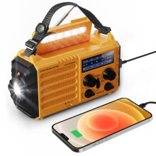 Mesqool Wind Up Radio Solar Powered, 5000mAh Emergency Hand Crank AM FM Radio wi