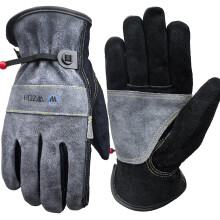 WZQH Leather Work Gloves for Men or Women.Gardening,Welding,Grey-Black XL