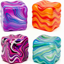 4 Pcs Fidget Cube, Sensory Fidget for Stress Relief, Soft Textured Stress Cubes for Classroom Prizes Party Favors to Help with Focus and Stress Relie