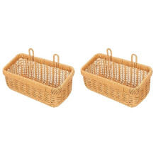 2X Ginger Garlic Storage Basket Pantry Sundries Organizer Sundries Storage Bin Wall Mount Basket Wicker Garlic Basket-A