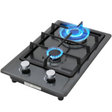 Gas Hob,Built-in Stainless Steel Gas Hob 2 burners with Flame Failure Protection,Cast iron grille,Power cable110cm/43in,Cast Iron Pan Support,LPG/NG